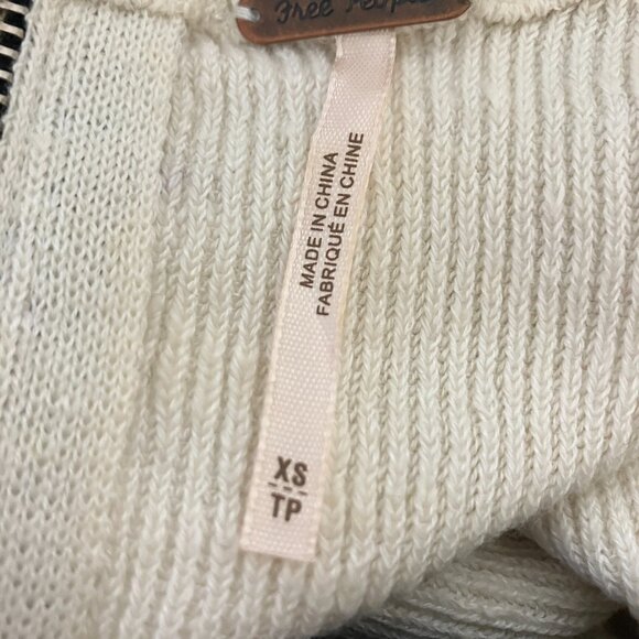 Free People Womens Linen Blend Sweater Knit Dress Color Block XS Zip Back Boho - Picture 8 of 9